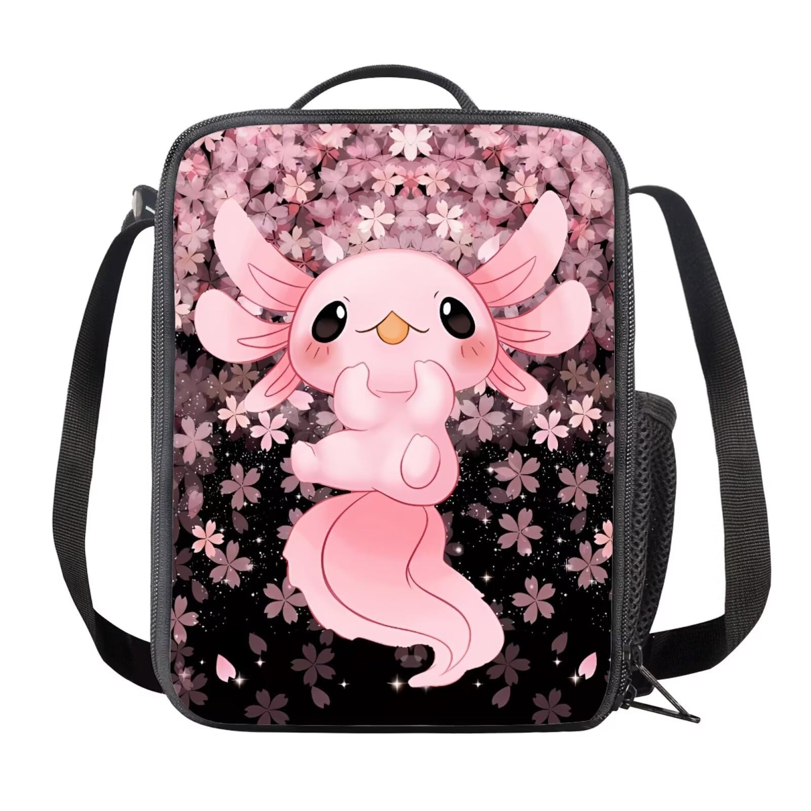 chaqlin Cute Axolotl Lunch Box for Kids Girls School Lunchbag Insulated Lunch Food Container Teens Adult Work Bags Travel Picnic Lunch Tote Bags with Bottle Pocket Cute Axolotl School Lunchbox โ image 1
