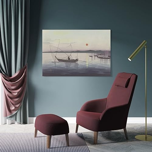 Miniatura 4 de Ohara Koson - Boten En Ondergaande Zon Poster Decorative Painting Canvas Wall Art Living Room Posters Bedroom Painting 20x30inch(50x75cm)