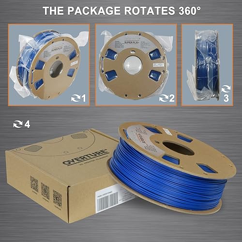 Miniatura 6 de OVERTURE Filamento Super PLA + de 0.069 pulgadas, filamento de impresora 3D, filamento de 2.2 libras (2.2 libras), precisión dimensional 99% de