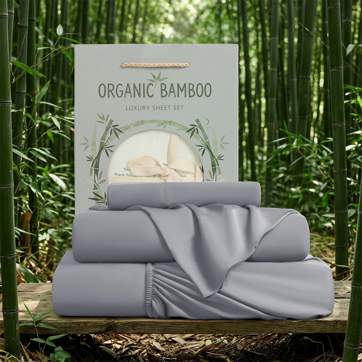 SONORO KATE 100% Organic Viscose Bamboo King Sheets Grey