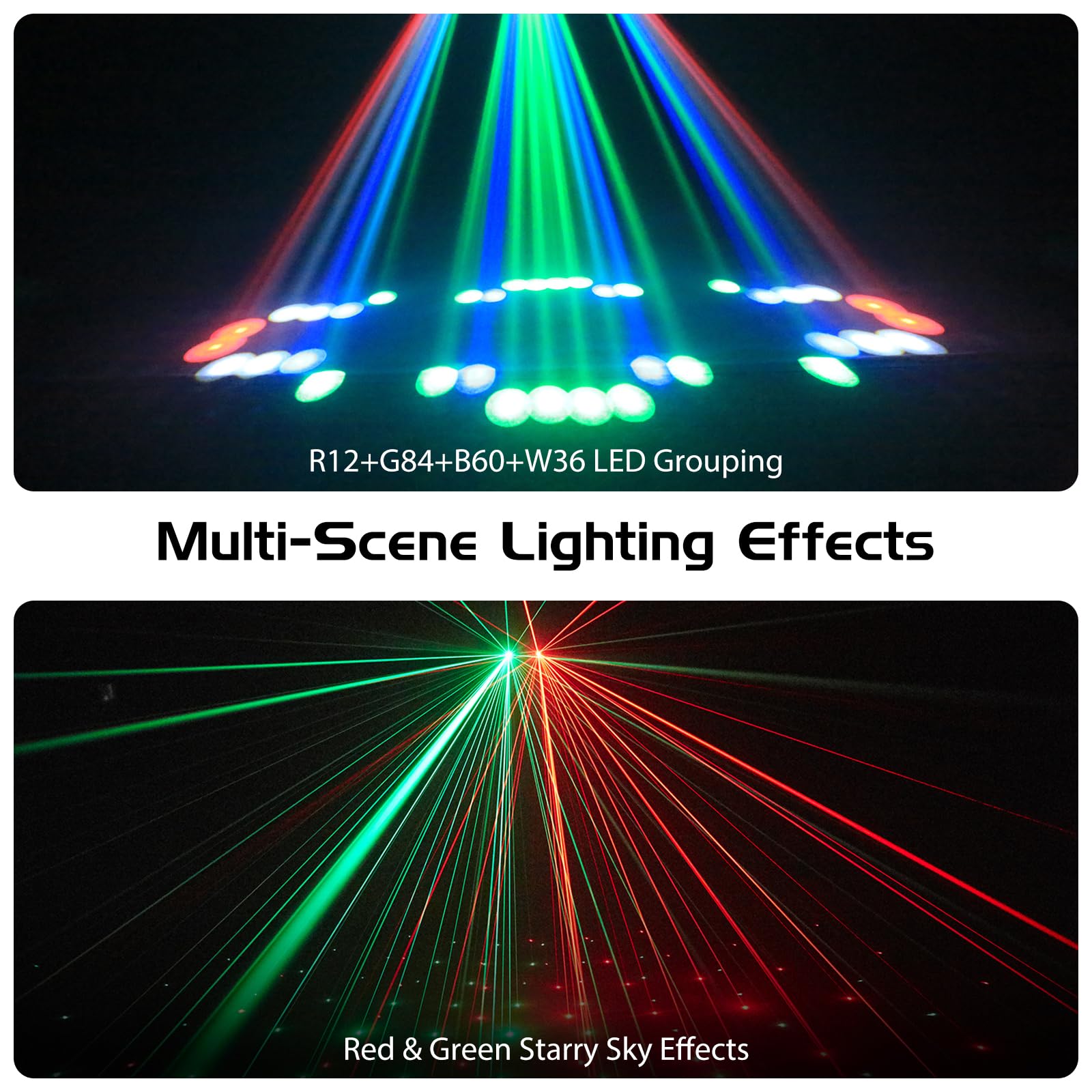 Luz de discoteca, luz de fiesta tipo dirigible, 192 haces de luz LED integrados, DMX 4 canales con control de voz, ideal para cumpleaños, Halloween, eventos en bares y Navidad