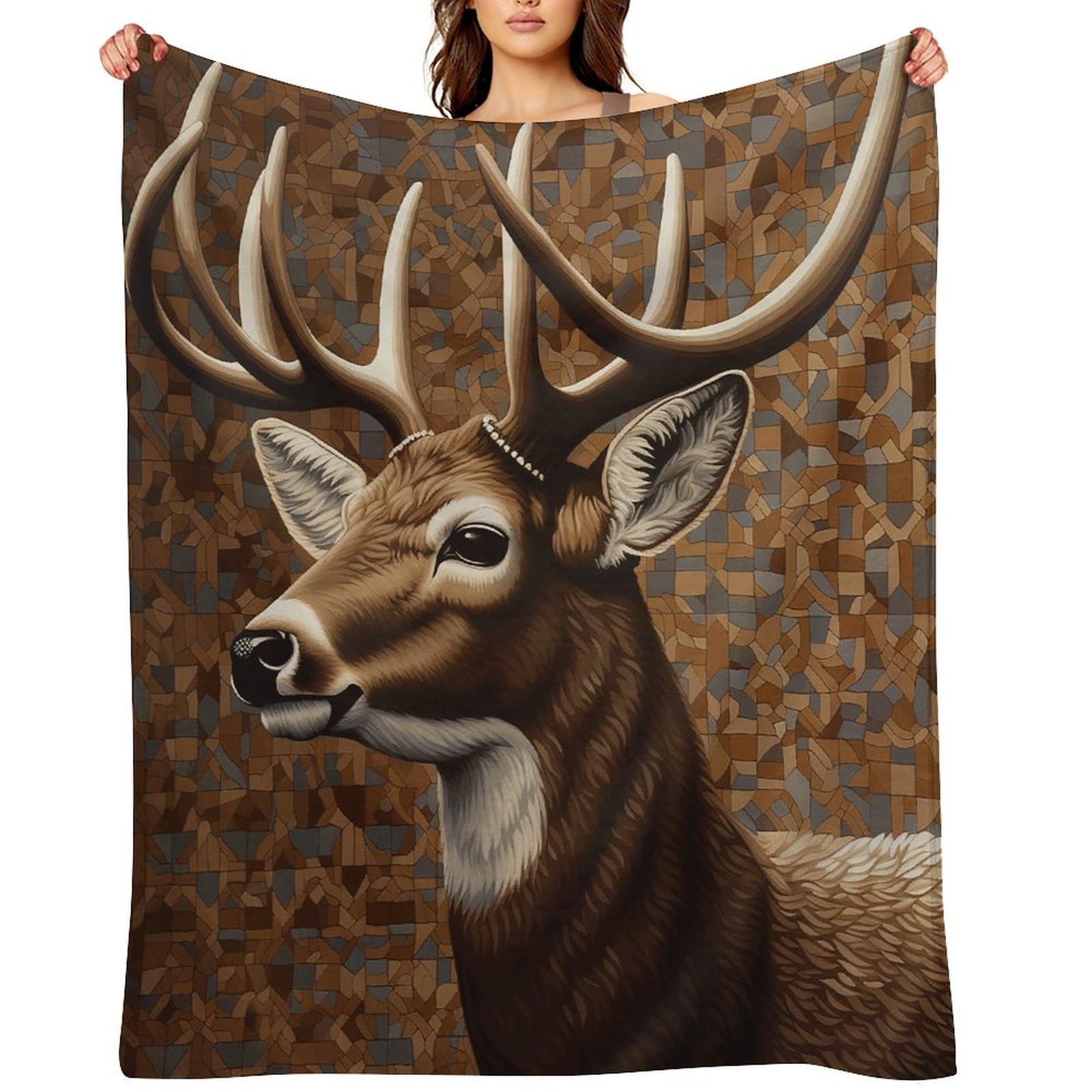 Deer on Brown Background Throw Blanket for Couch and Bed Super Soft Warm Lightweight Throw Blankets Cozy Fuzzy Flannel Blanket Personalized Decorative Blankets for Sofa Decor 30"x40"