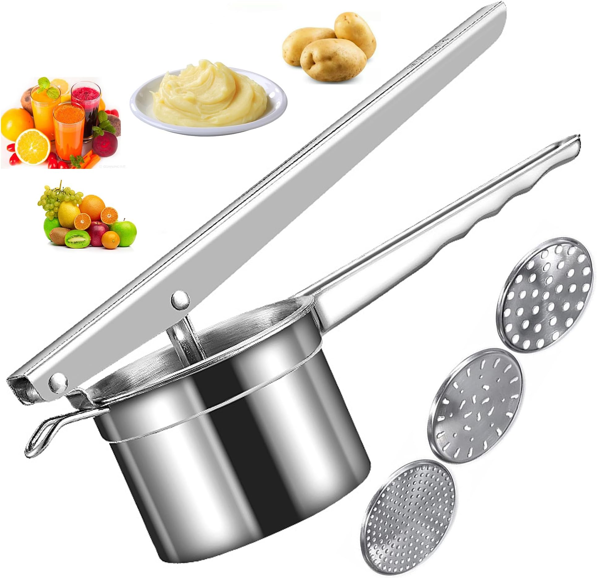 PriorityChef Large 15oz Potato Ricer, Heavy Duty Stainless Steel Potato Masher and
