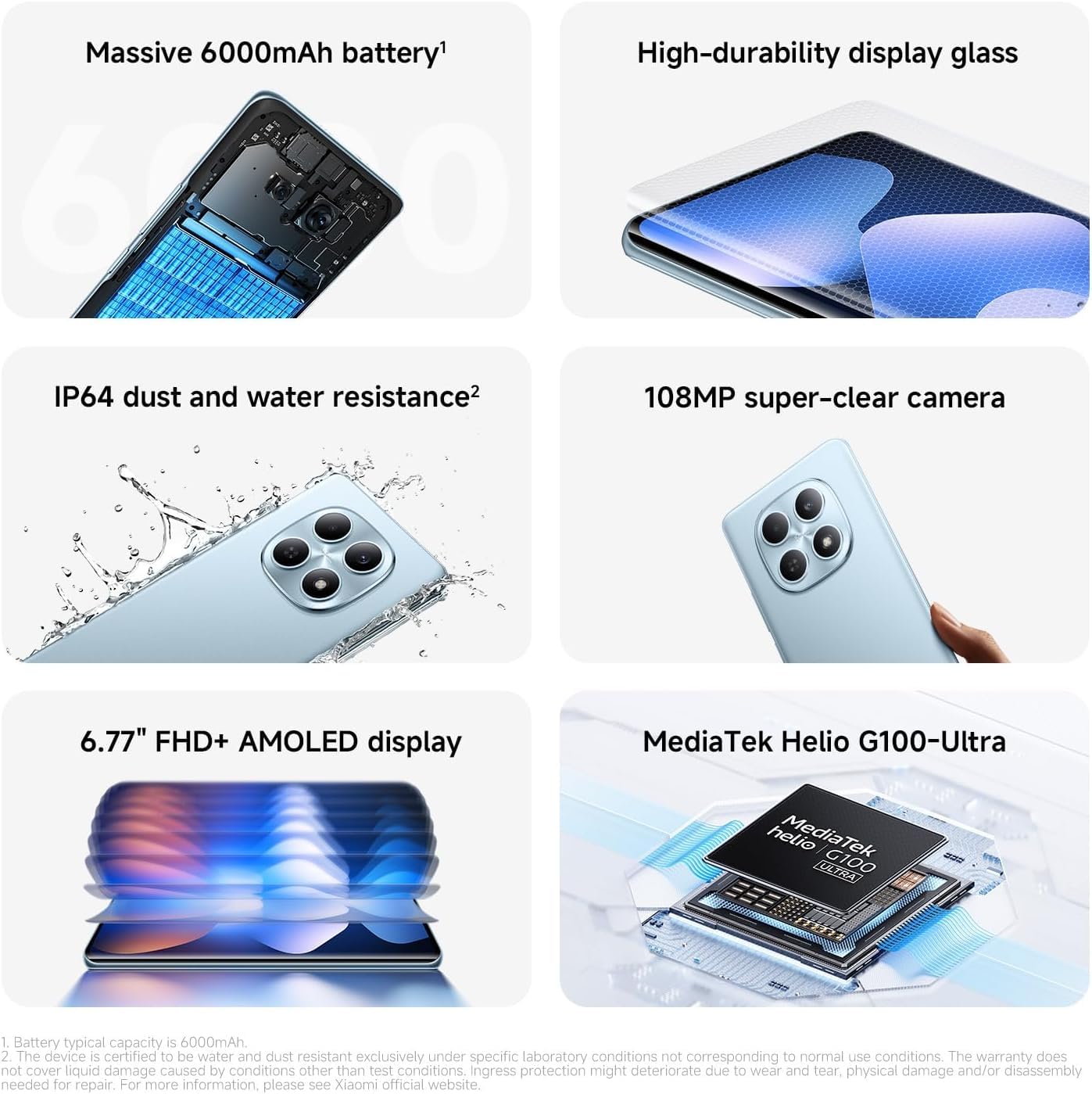 XIAOMI Redmi Note 15 4G LTE (Compatible with Tmobile Mint Tello & Global) (128GB + 6GB) 6.77" 120Hz 108MP AI Camera Global Version Dual Sim Model 2510DRA23L Liberado (Black)