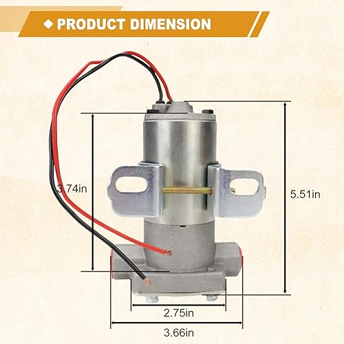 Miniatura 9 de USTAR Bomba de combustible eléctrica 97 GPH 7 PSI Sustituye 12-801-1 Uso Multifuncional Fácil de Instalar Confiable (97 GPH)