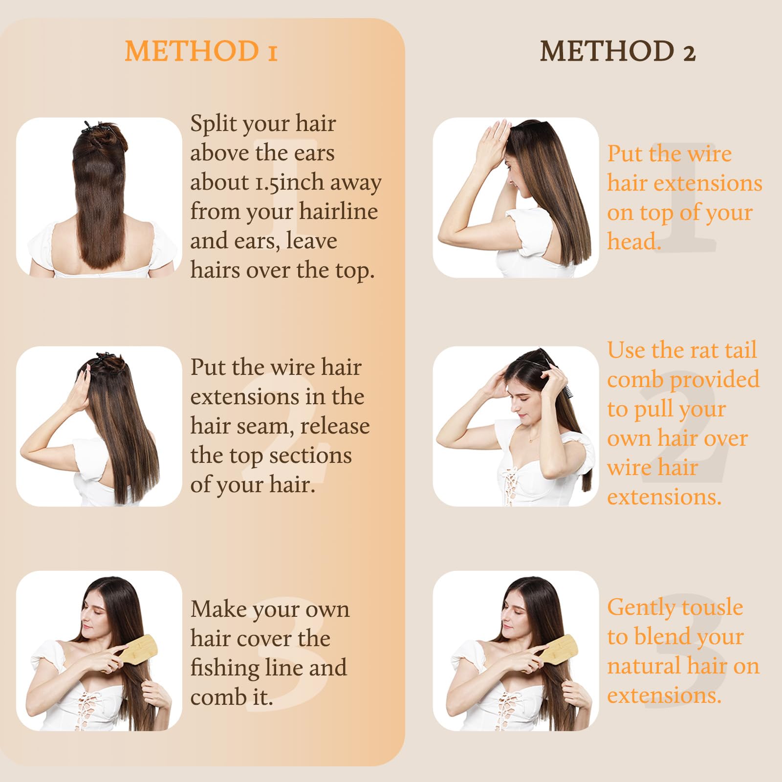 DOORES Secret Halo Hair Extensions Echthaar, 50cm 110g Schokoladenbraun Remy Human Wire Hair echthaar extensions, Unsichtbare transparente Linie Verstellbare Haarteile