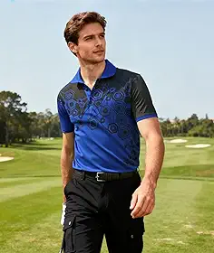 Camisa polo masculina de manga curta com tecido absorvente de umidade para academia e esportes