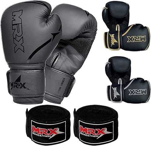 Miniatura 6 de MRX - Guantes de boxeo con envolturas para manos libres para hombres y mujeres, guantes de entrenamiento de boxeo, guantes de boxeo Muay Thai,