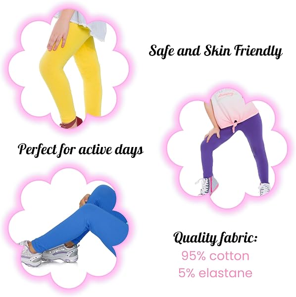 FUTURO FASHION Leggings en Coton pour Enfants Pantalons pour Filles uni Pleine Longueur Pantalons pour Enfants Leggings pour Enfants Leggings colorés pour Filles et Enfants, âge 2-13 - 4