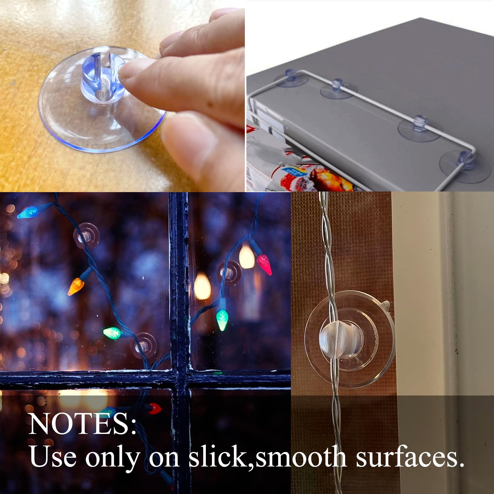 De-Plastik Zuignap, 3 cm, sterke grip voor decoratie en lichtketting, innovatief design voor 100% grip, zuignaphouder voor ramen en ramen, zonder boren