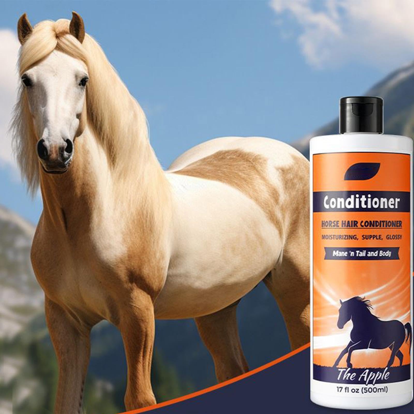 Champú para caballos, acondicionador de melena y popa, 500 ml de melena y cola natural, limpiador de abrigo, accesorios para el cuidado de caballos, añadir brillo, desenredar, eliminar la