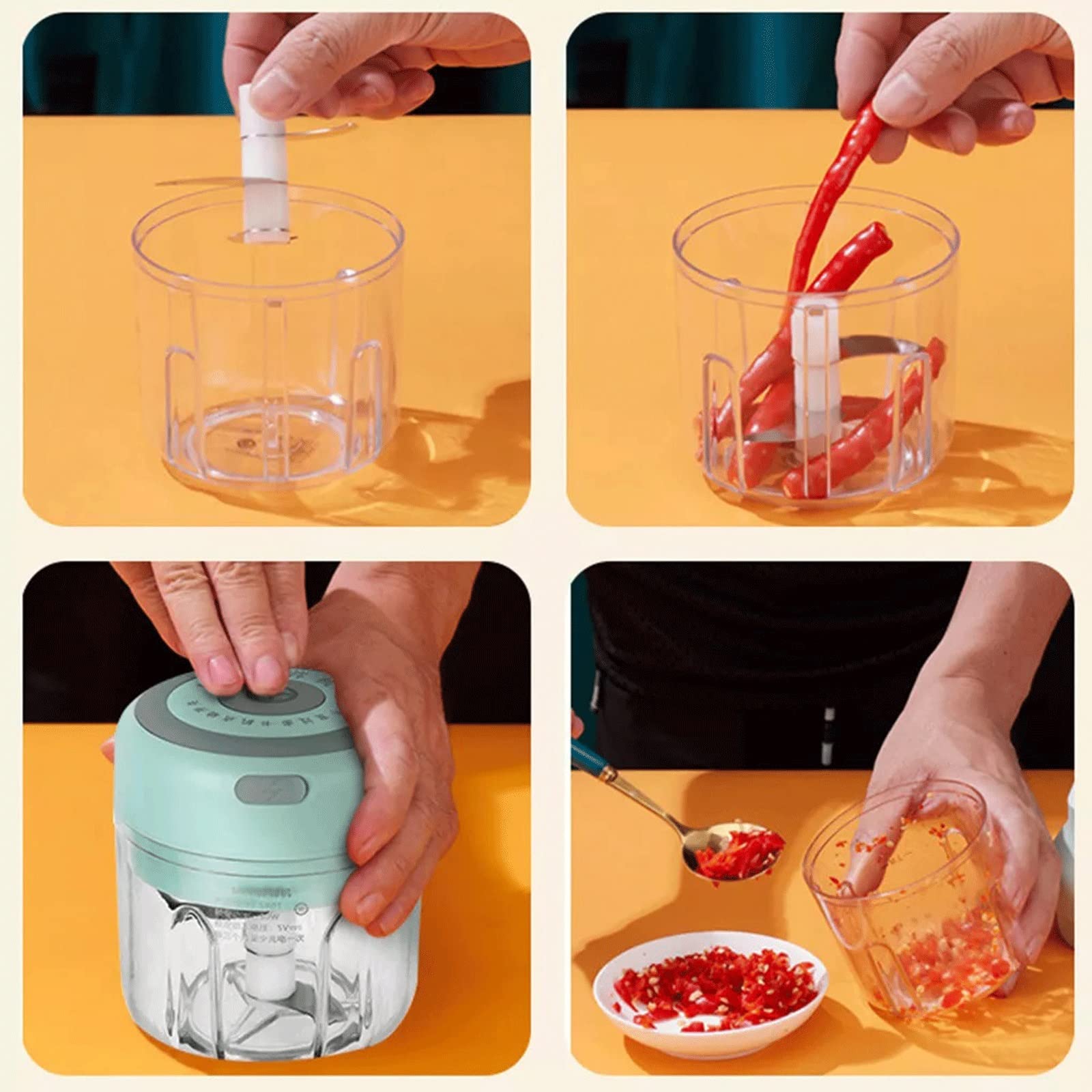 Kartoffelstampfer, 300 ml, für Gemüse, Obst, Küche, USB-Ladegerät, Zwiebel-, Ingwerschneider, Fleisch, Zerkleinerer, elektrischer Knoblauch-Pfeffer-Stampfer