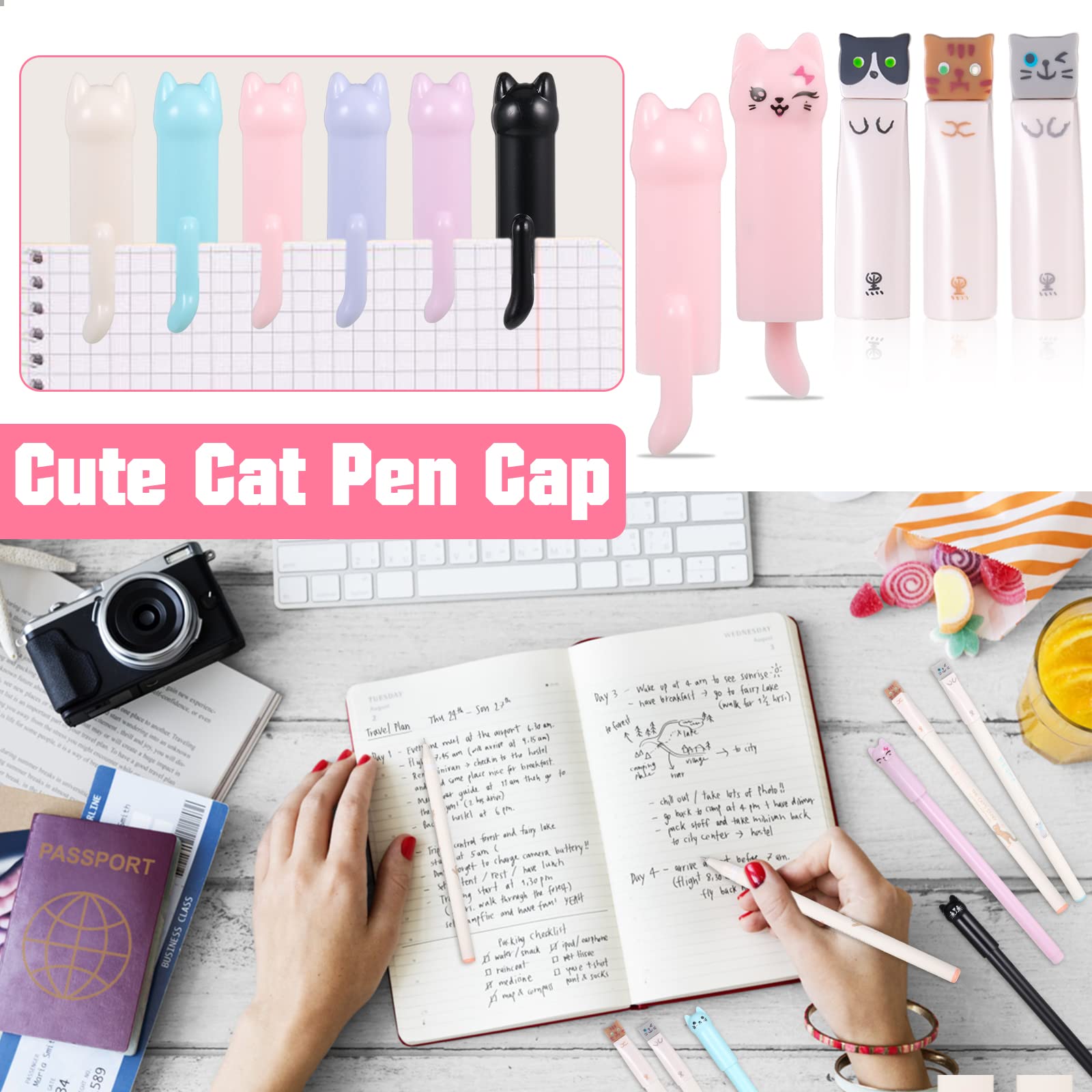 Juego De 4 Notas Adhesivas Para Gatos, Blocs De Notas Adhesivas Kawaii