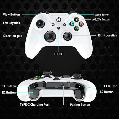 Vista 7 de NONBLIEP 32Ft Wireless Xbox Controller for Xbox One, Xbox One XS, Xbox Series XS, AndroidiOSPC Game Controller Gamepad Remote Control, with Dual