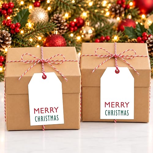 Christmas Gift Tags with String 50Pcs Merry Christmas Tags for Gifts