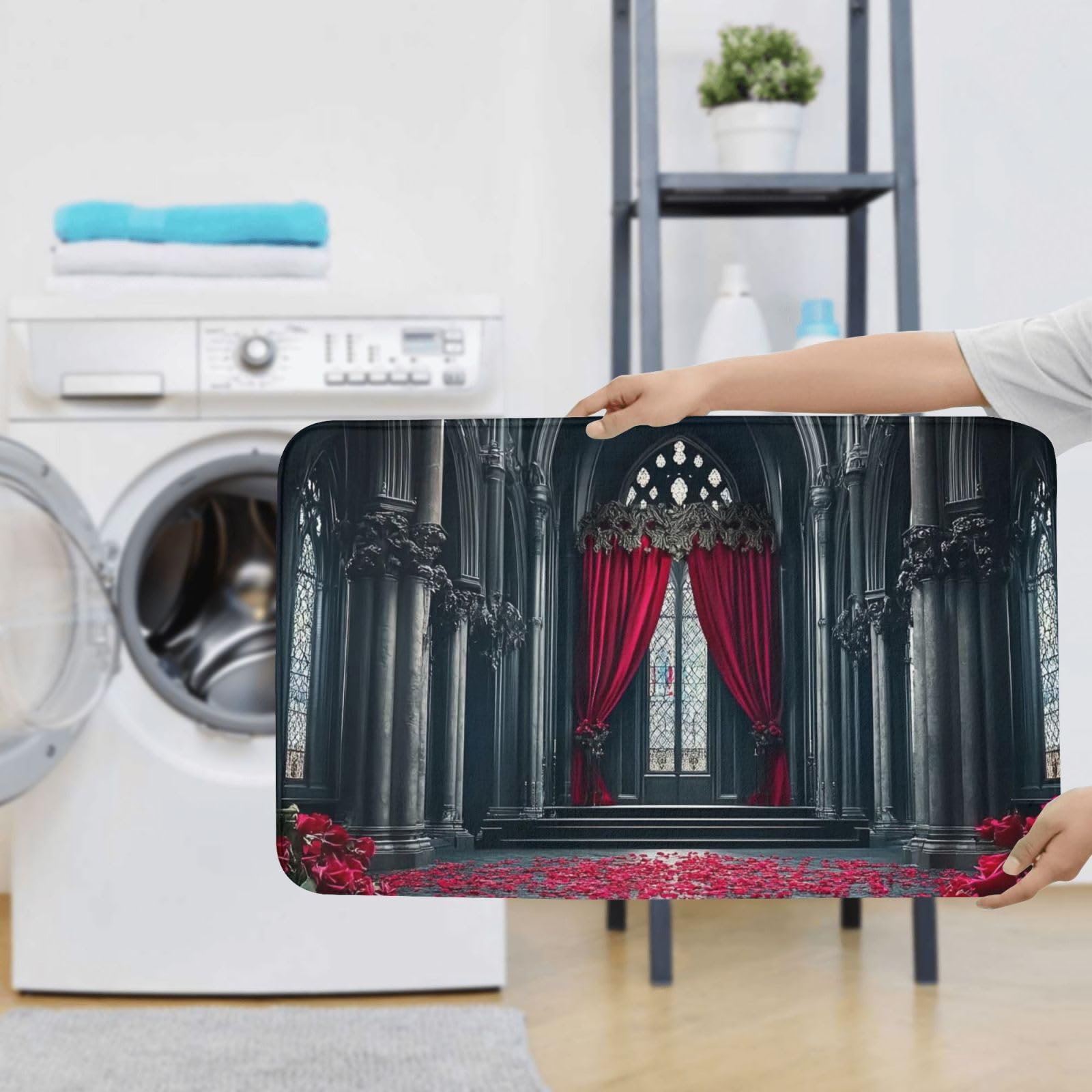 Set di 3 tappeti da bagno scuri per auditorium, morbidi e assorbenti, in memory foam e a forma di U, decorazione per la casa, ad asciugatura rapida