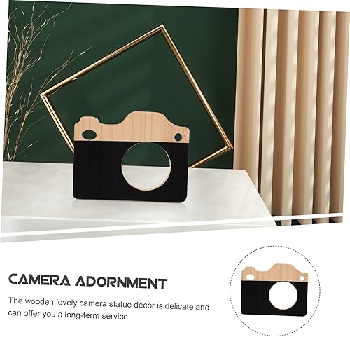 Miniatura 6 de DECHOUS Decoración de estatua de cámara de madera para decoración de cámara encantadora para oficina hogar adorno de madera único regalo