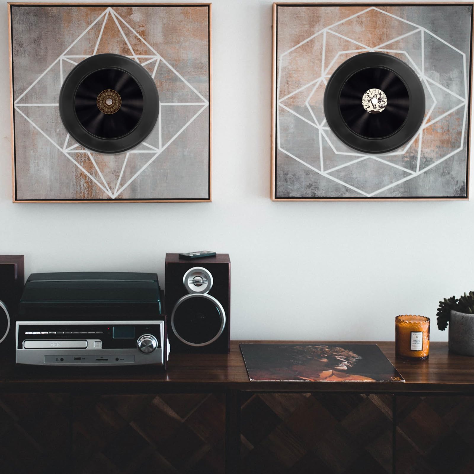 SUPVOX Dischi in Vinile per Casa 12 Pezzi Neri, Decorazioni Murali Estetiche in Stile Indie, Adatti a Pareti di Bar, Locali e Camere da Letto