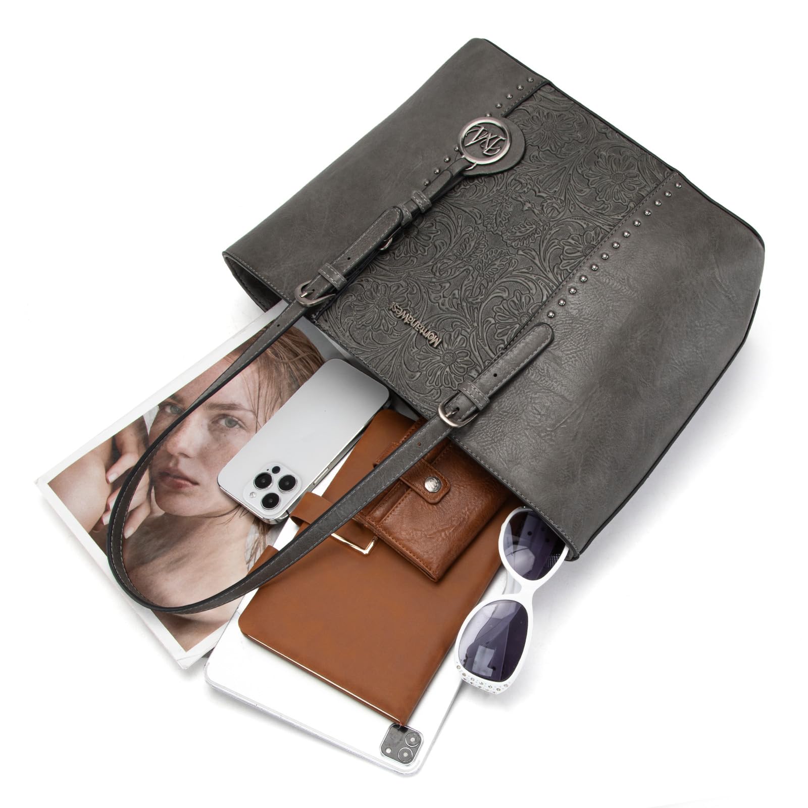 Juego de bolsos para mujer, bolsa de mano para mujer, bolsa de hombro grande y mediana, bolsa de hombro Hobo, juego de 2 piezas, 2 Set-grey#