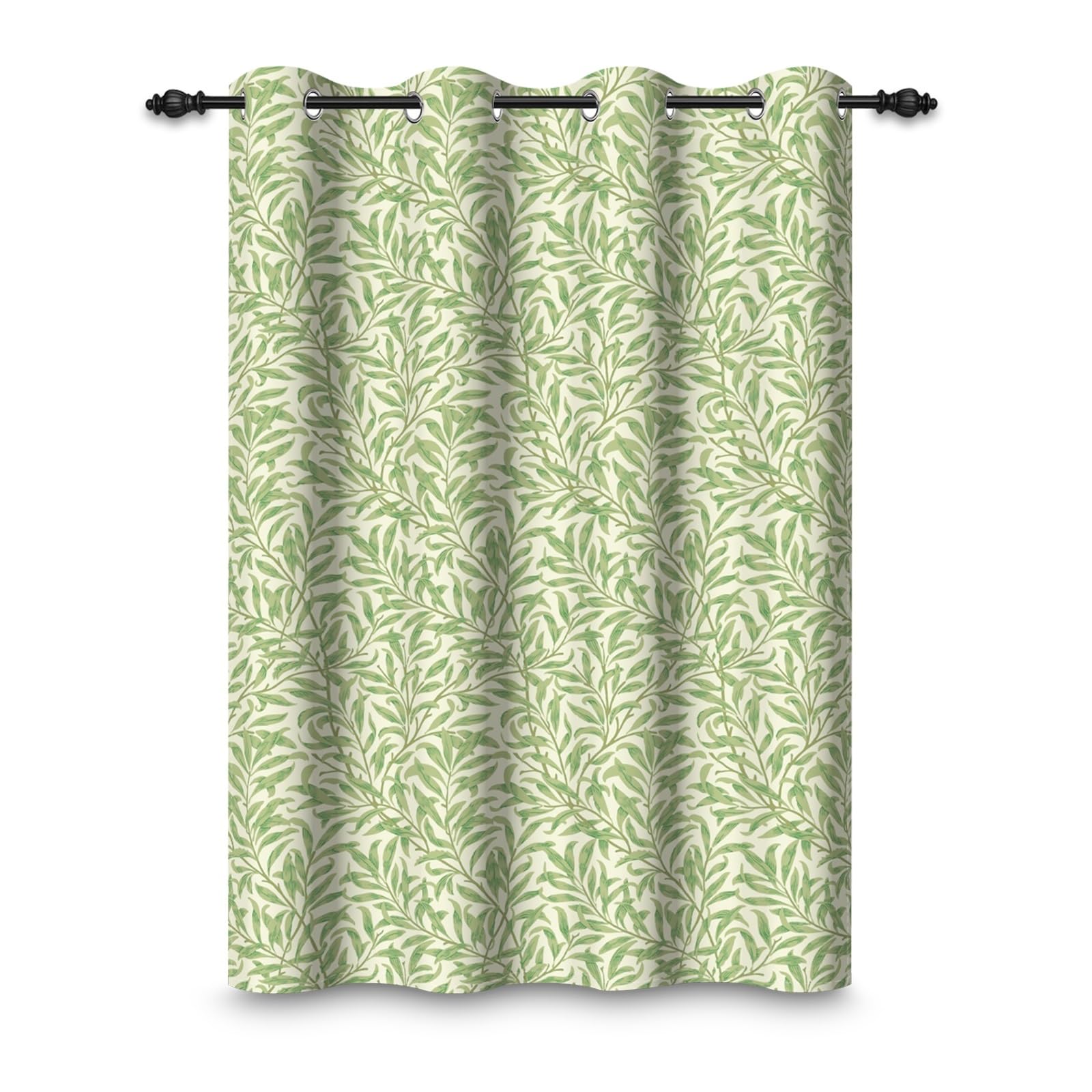 ggaimwf 107x215cm Leaf Blackout Curtain Green Branches Plants Seamless Painting Eyelet Drapes Blackout Thermal Insulated Grommet Window Treatments for Living Room Bedroom Dining Room,Single Panel — image 1