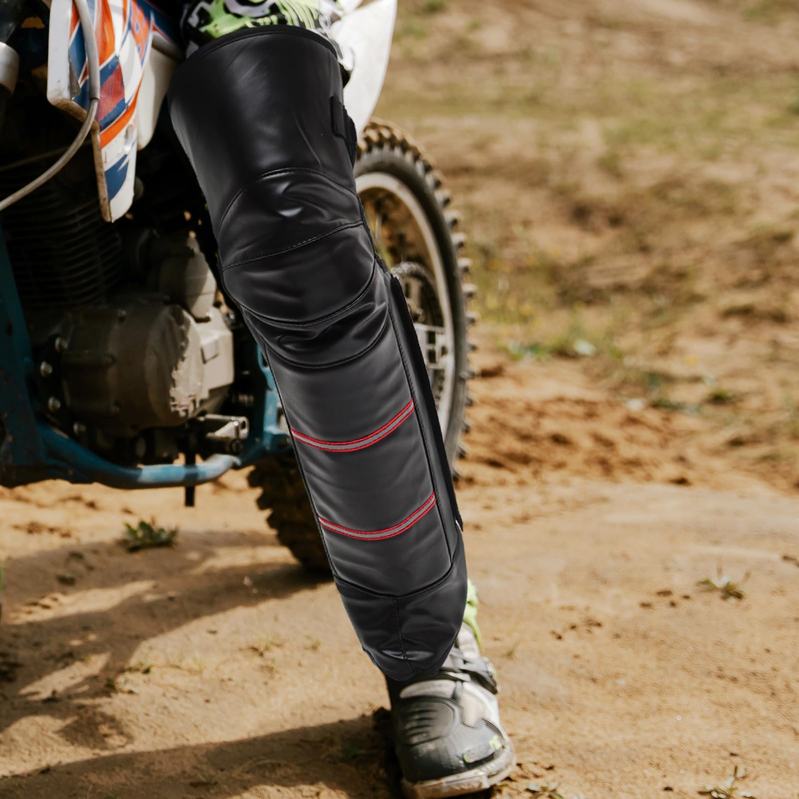 OUNONA 2 Pezzi Protezioni Ginocchio Moto Invernali Riscaldate Antivento Strisce Riflettenti, Maniche Lunghe per Ciclismo, Sci e Alpinismo, Accessori Sicurezza per Guida Colore Casuale