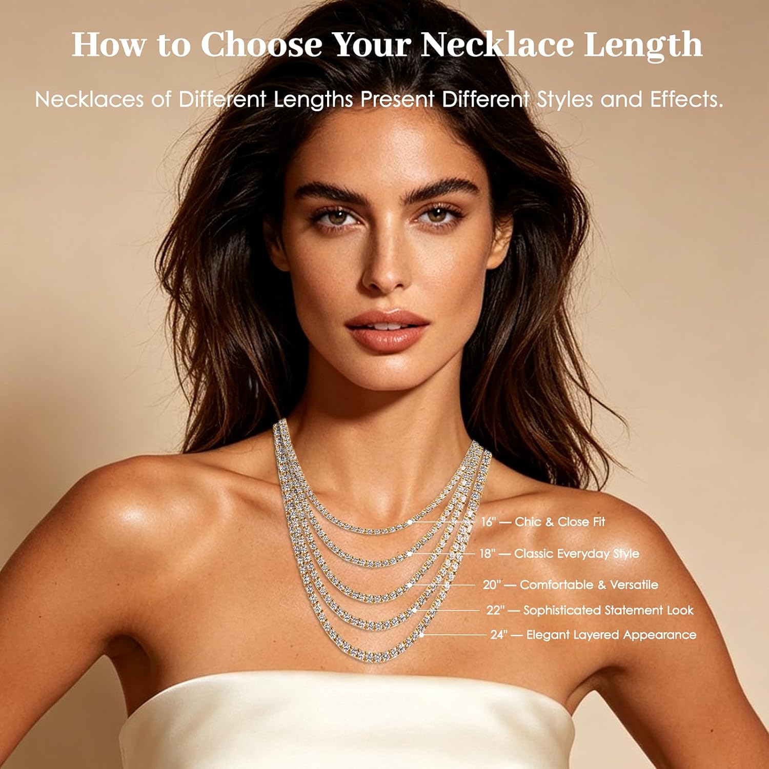 Gemsme 3.0MM Tennis Necklaces for Women-18K White/Yellow Gold Plated 3.0mm Fold Over Round Cubic Zirconia Classic Tennis Necklace 16/18 Inches