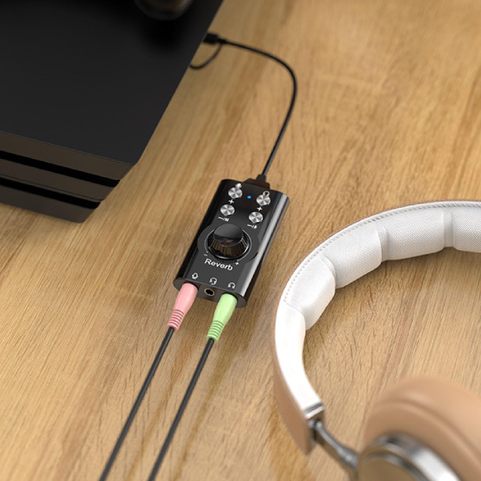 PUSOKEI Adaptateur de Prise Audio USB/USB C à 3,5 Mm, Carte Son Stéréo Externe avec Contrôle de Volume, Son Surround Virtuel 7.1, Bluetooth 5.0, Bouche et Jeu