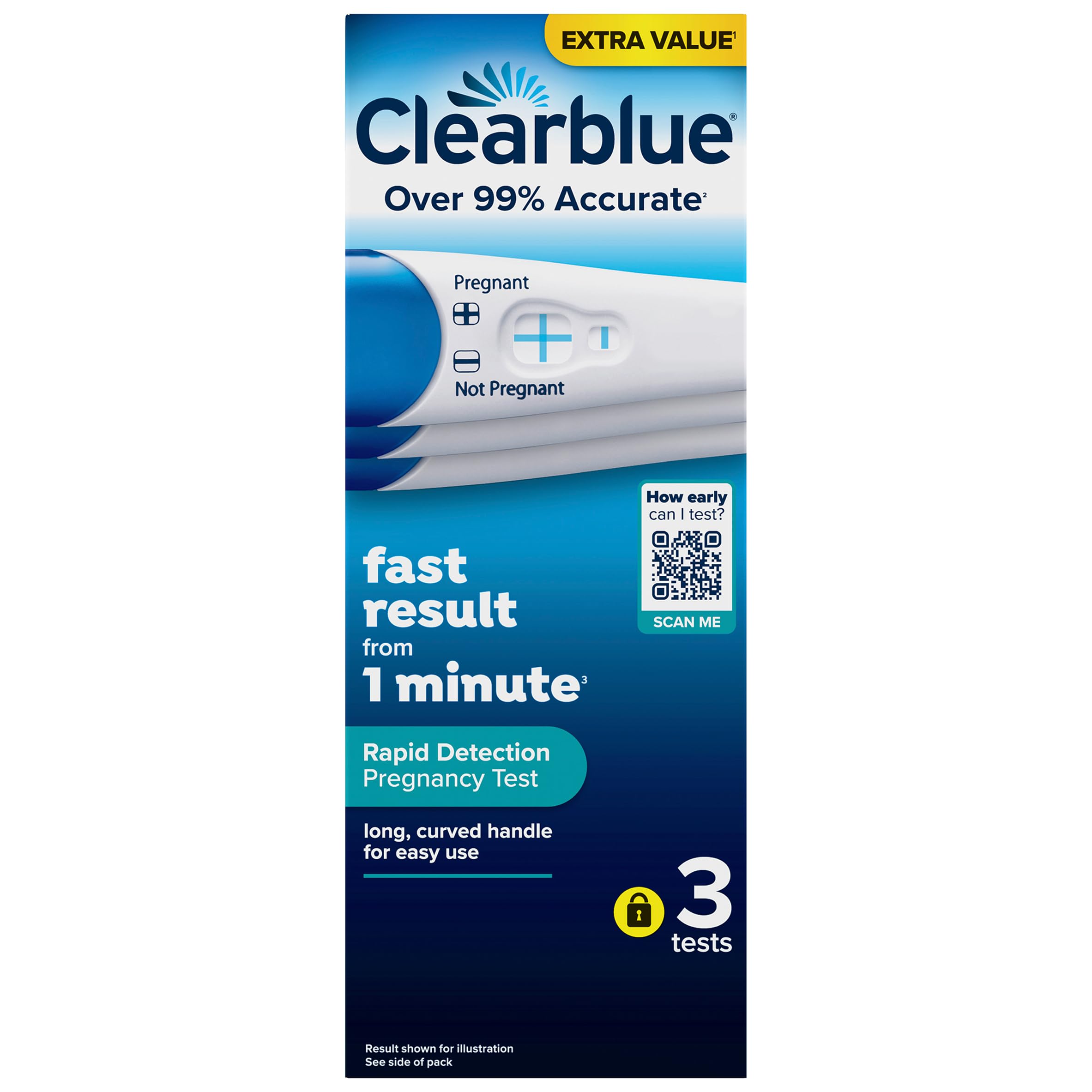 Clearblue Rapid Detection Pregnancy Test, 3 Tests, Results from 1 Minute