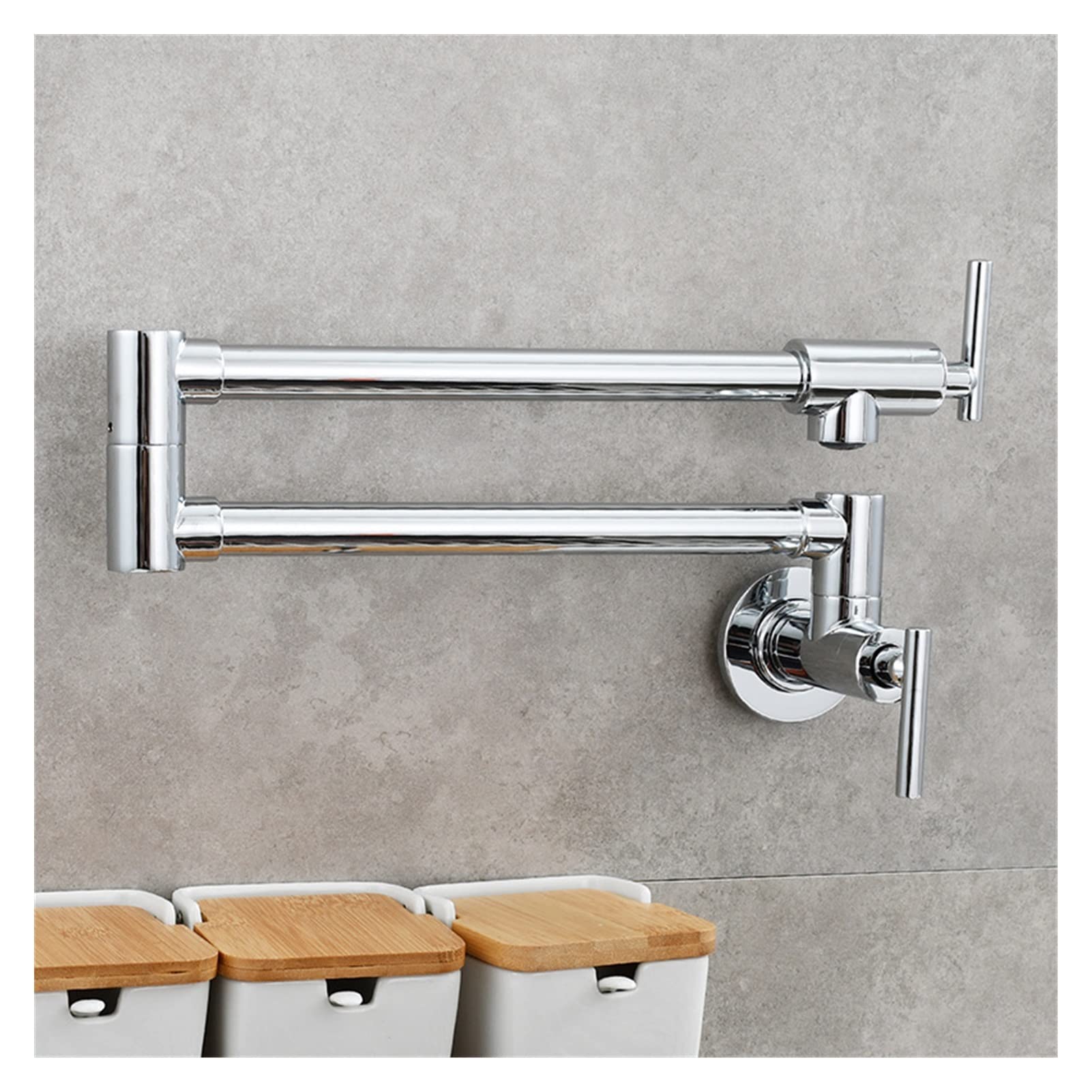 Baterie umywalkowe, Wall Single Cold Faucet Kitchen Folding Łazienka Vrity Double Switch Rotary Pralnia(Nero)