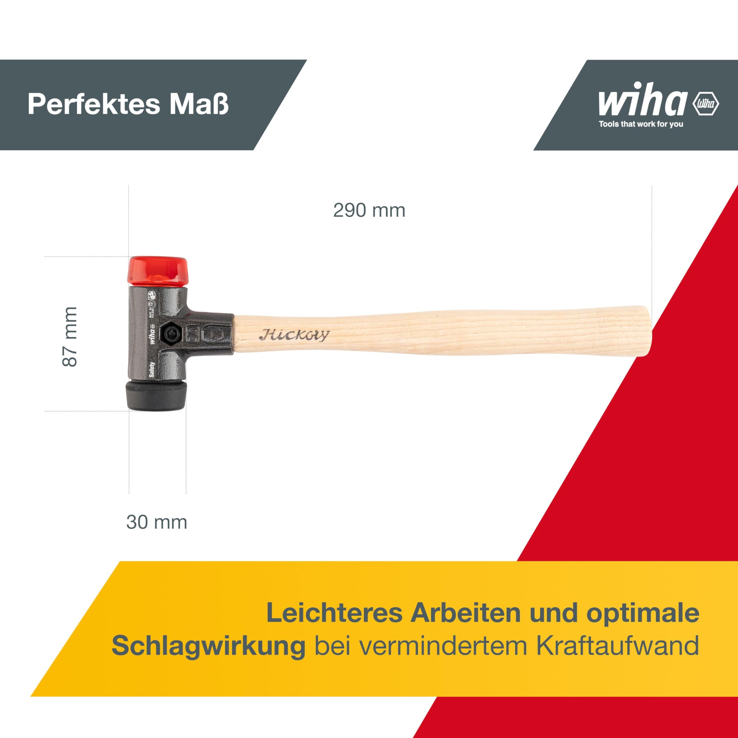 Martillo de cara blanda Safety de dureza media/duro 832-38 30 SAFETY; schw./orange transp.