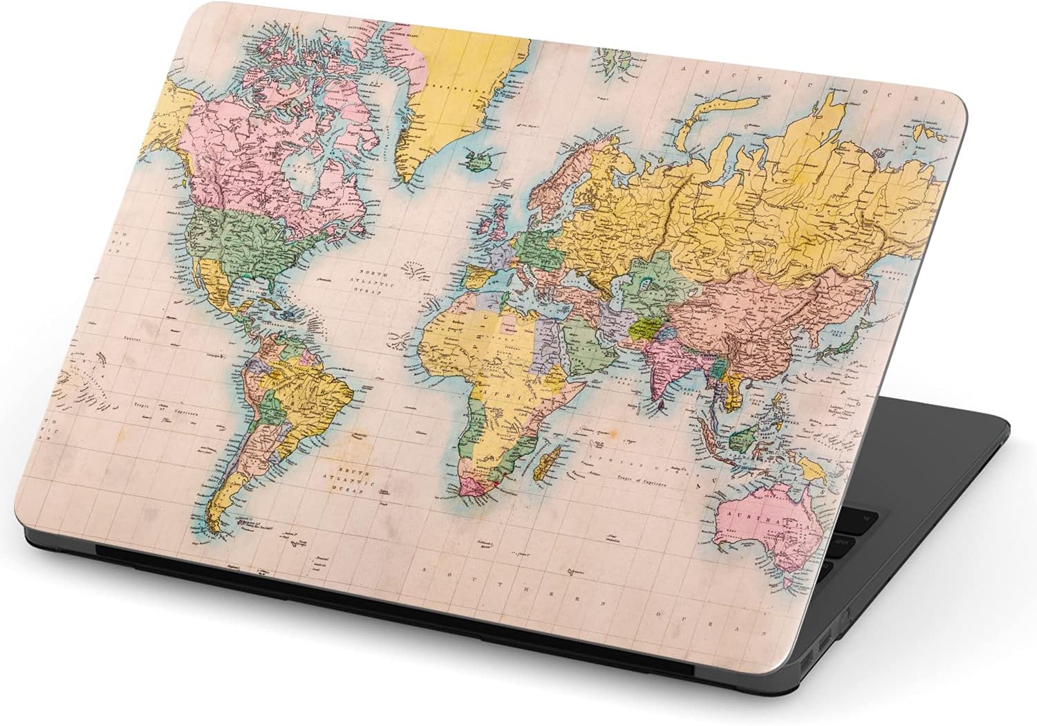 Mertak Hard Case Compatible with MacBook Pro 16 14 Air 15 13 inch M3 M2 M1 Mac 2024 2023 2022 2018 Atlas Geography Continents Laptop Plastic Print Protective Touch Bar Clear Vintage Old World Map