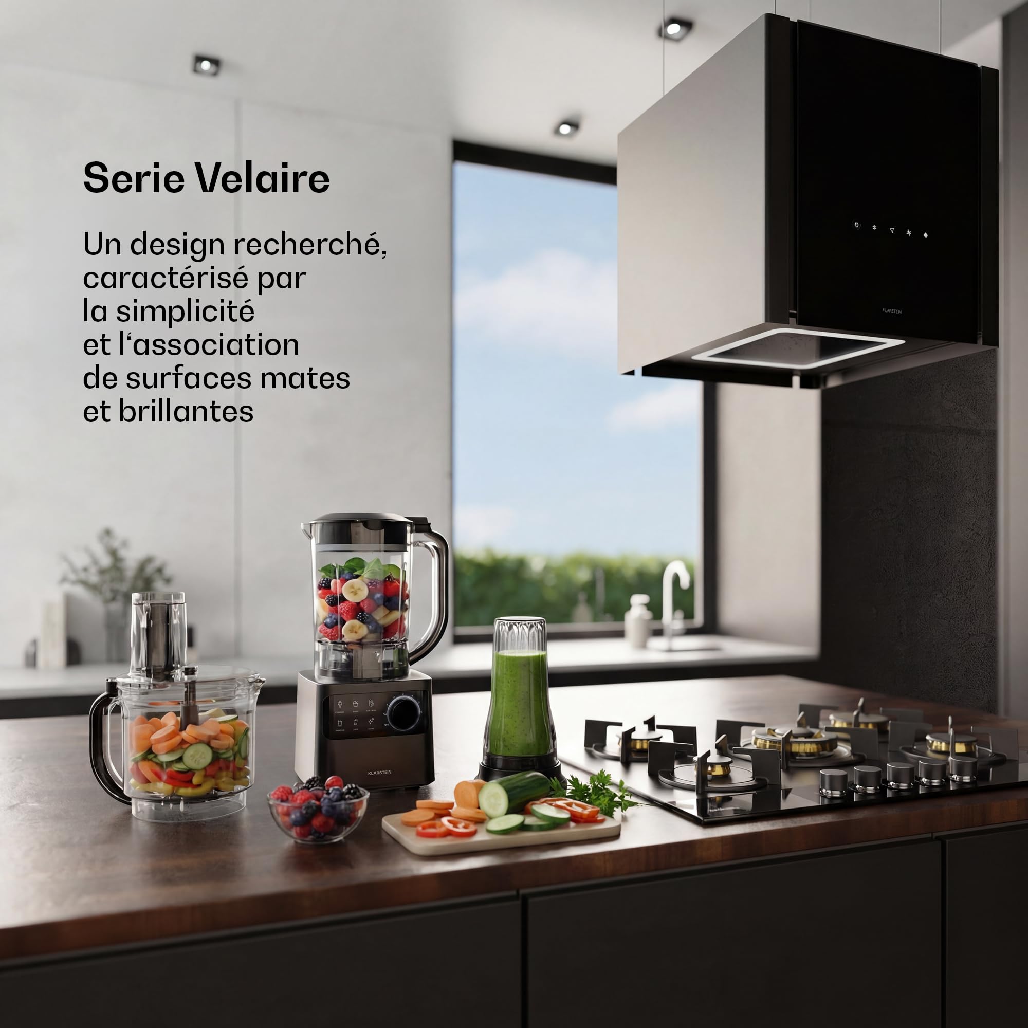 Klarstein Velaire Robot de cuisine avec blender - Appareil de cuisine multifonction de 1200 W, bol de 2 l, blender de 1,75 l, 6 programmes & vitesses, accessoires presse-agrumes & hachoir à viande