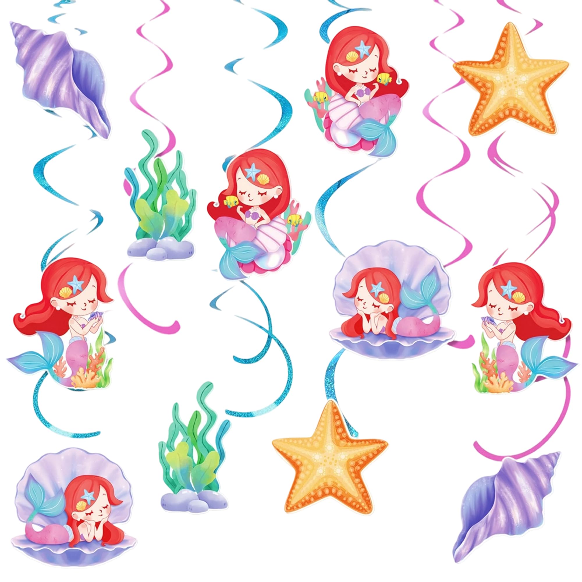 LaVenty Mermaid Banner Shells Whale Beach Party Decorations Supplies Under the Sea Party Decorations for Indoor Outdoor