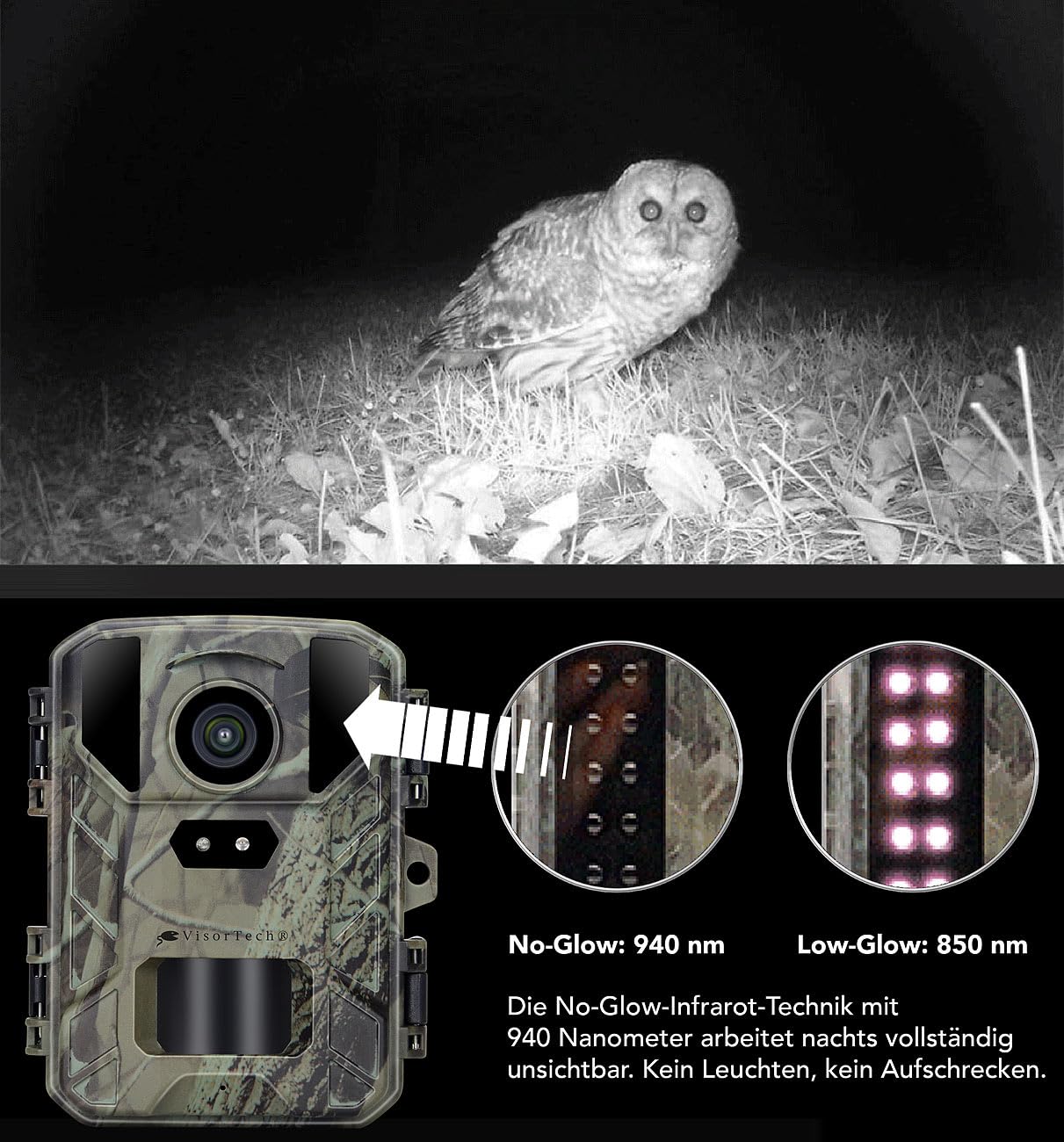 VisorTech Wild-Überwachungskamera: 2er-Set WLAN-Wildkamera mit 50 MP, 4K interpoliert & No-Glow-IRs (4K-WLAN-Wildkamera mit App, Wild-Überwachungskameras, ohne)
