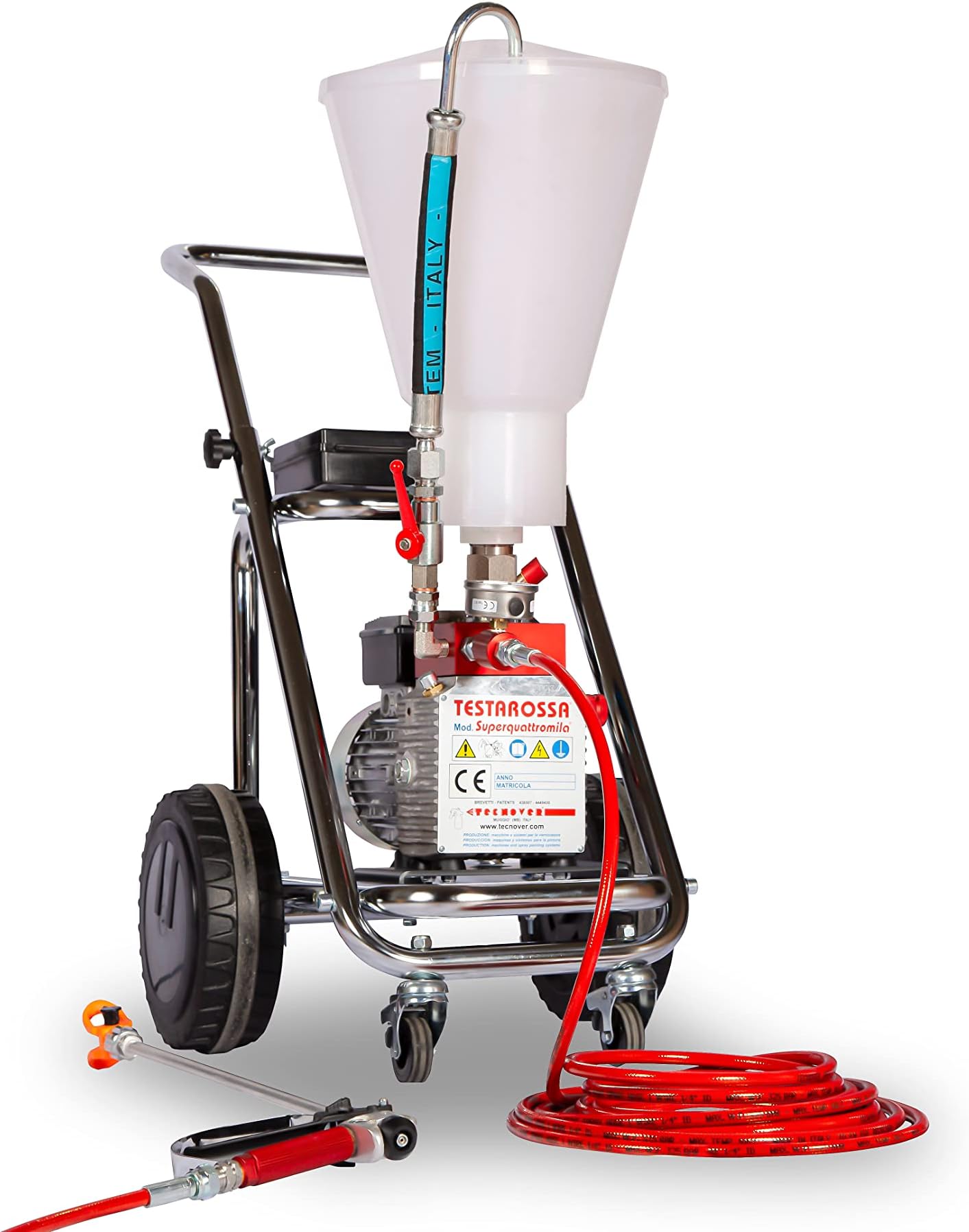 TECNOVER Airless Pump Testarossa Superquattromila with hopper for spray painting