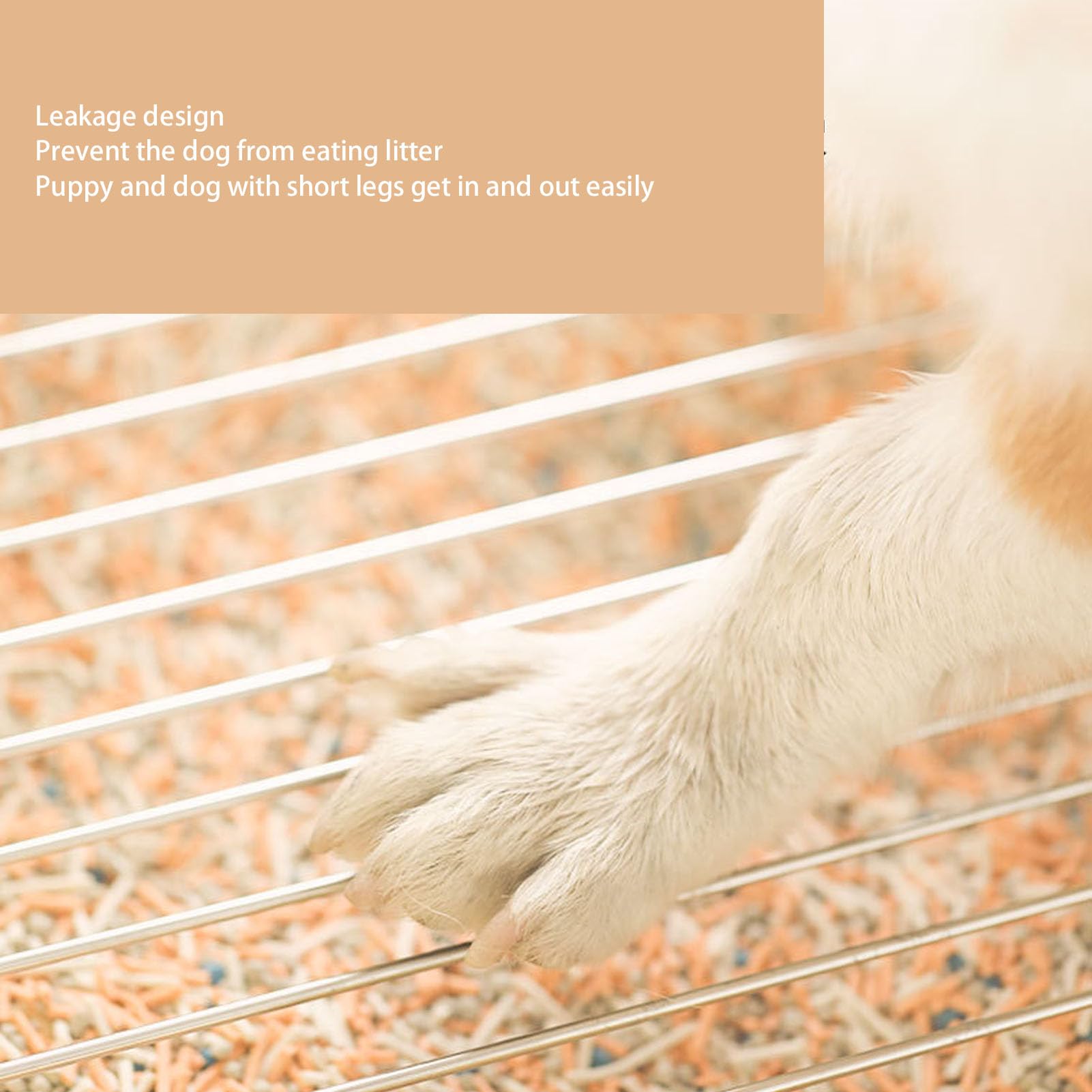 Bandeja higiénica para perros, inodoro de adiestramiento para perros pequeños y medianos, inodoro interior para mascotas con rejilla de acero inoxidable a prueba de derrames y (Blanca)