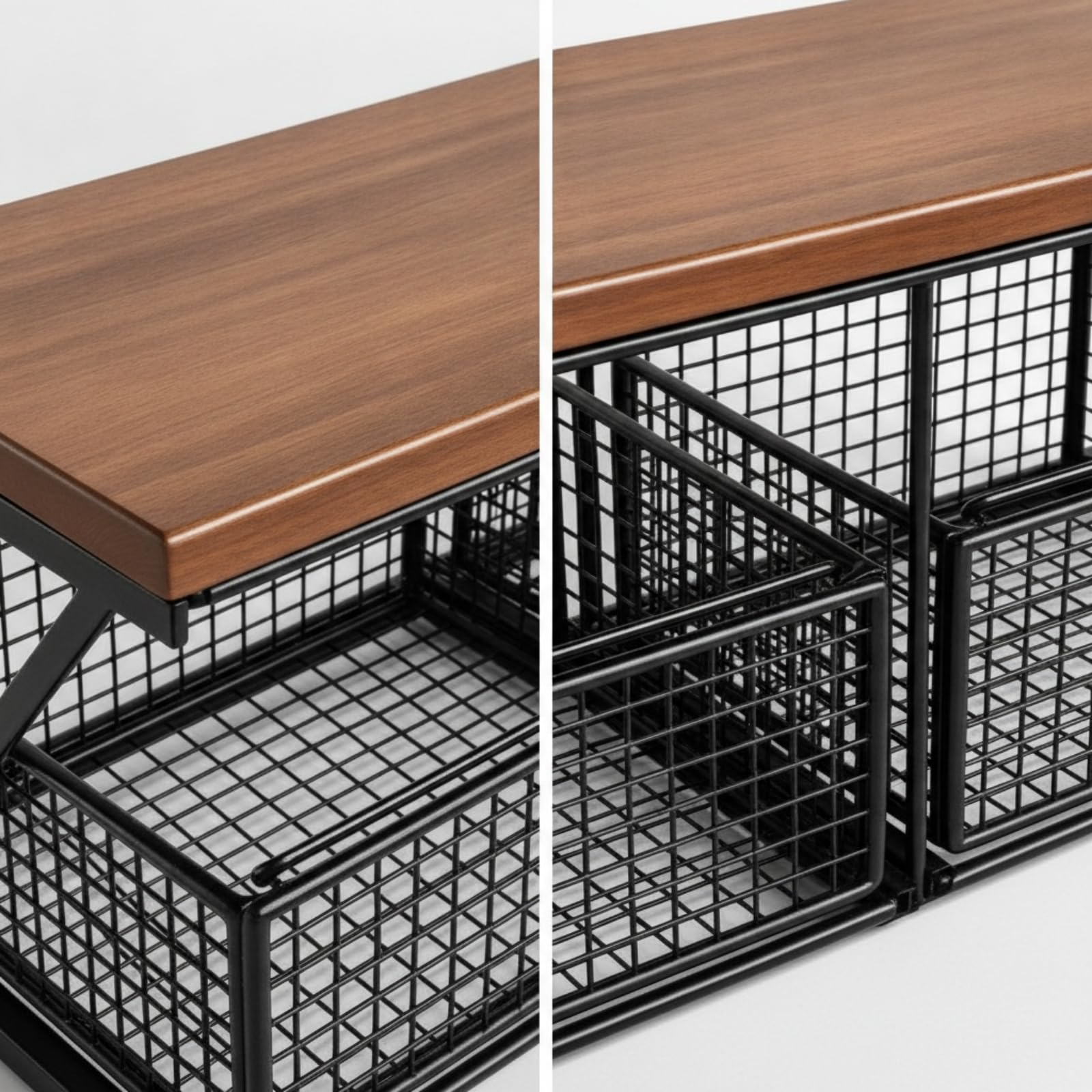 rockible con Cestas Metal Metálico Organizador Mesa con Cestas Negro Mueble para Cocina