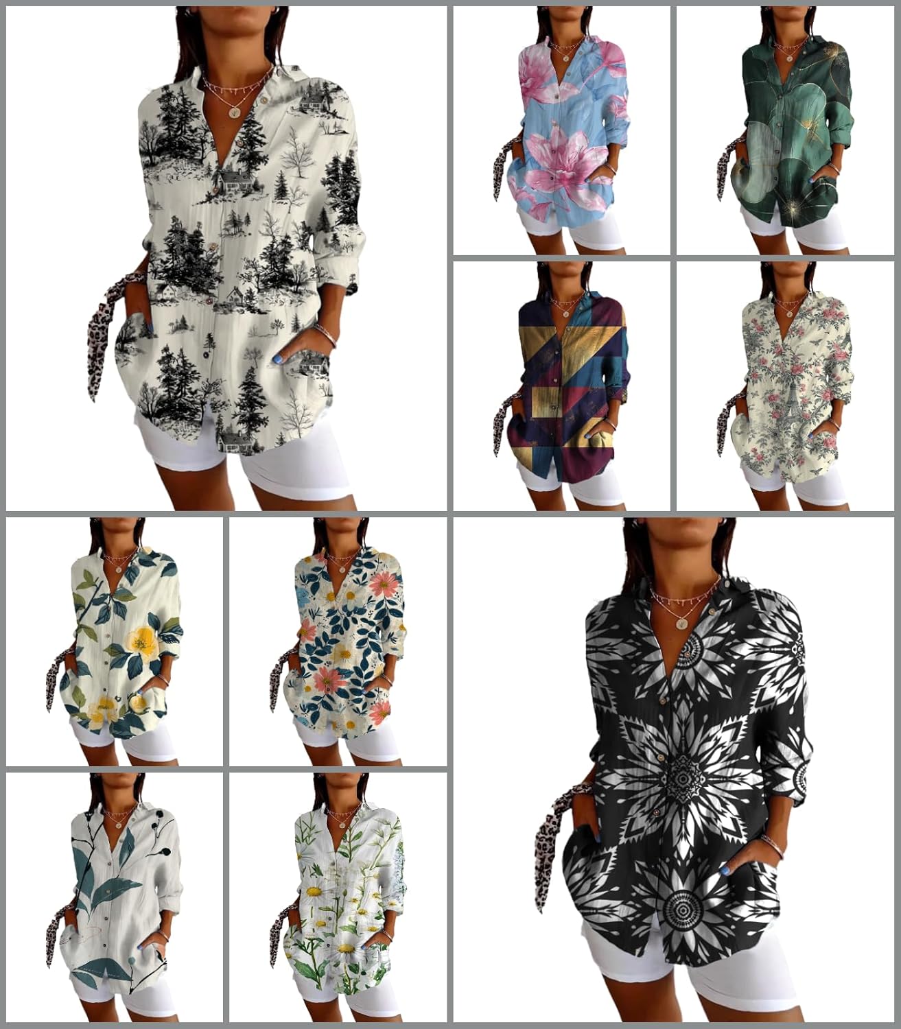 MARSVOVO Womens Button Down Blouse Collared Wrinkle-Resistant Casual Blouses Travel Flowy Summer Tops - Image 4
