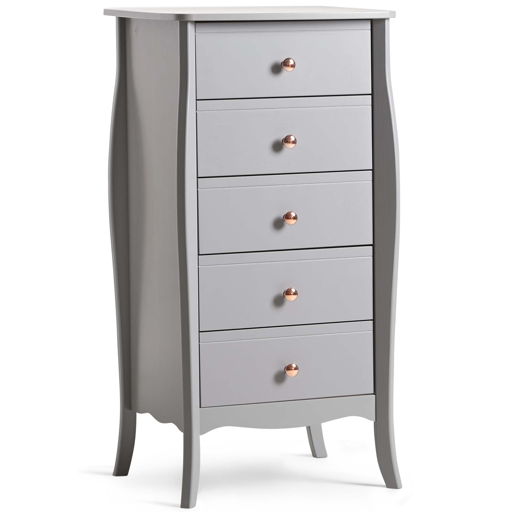 Buy Beautify Grey 5 Drawer Narrow Chest of Drawers Storage Unit Organiser Tallboy Bedroom or