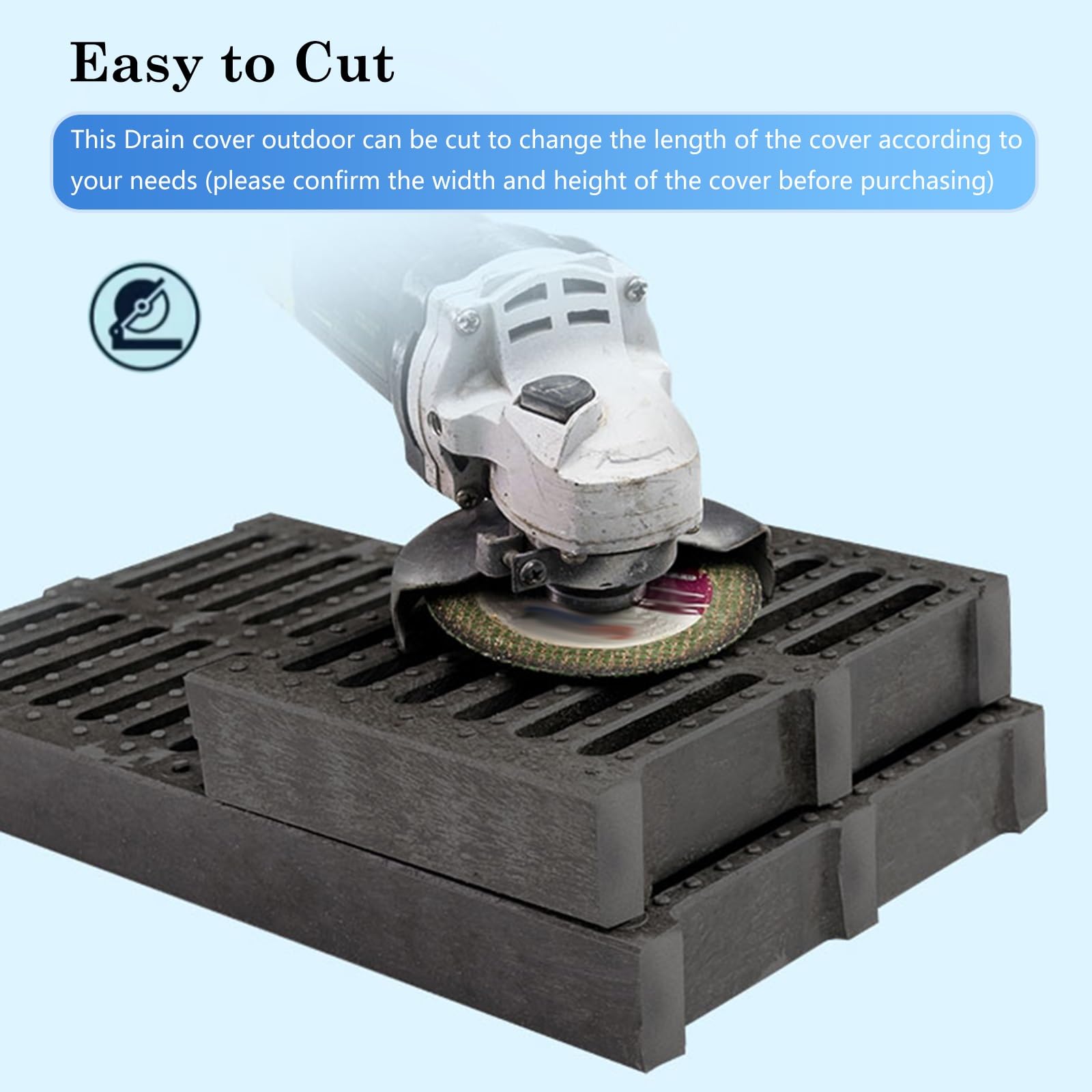 Cubierta de drenaje de plástico de 50 cm de largo, tapa de canal de drenaje externo, rejilla extra plana para VHR de 50 x 25 x 2,5 cm, fácil de instalar, eficaz