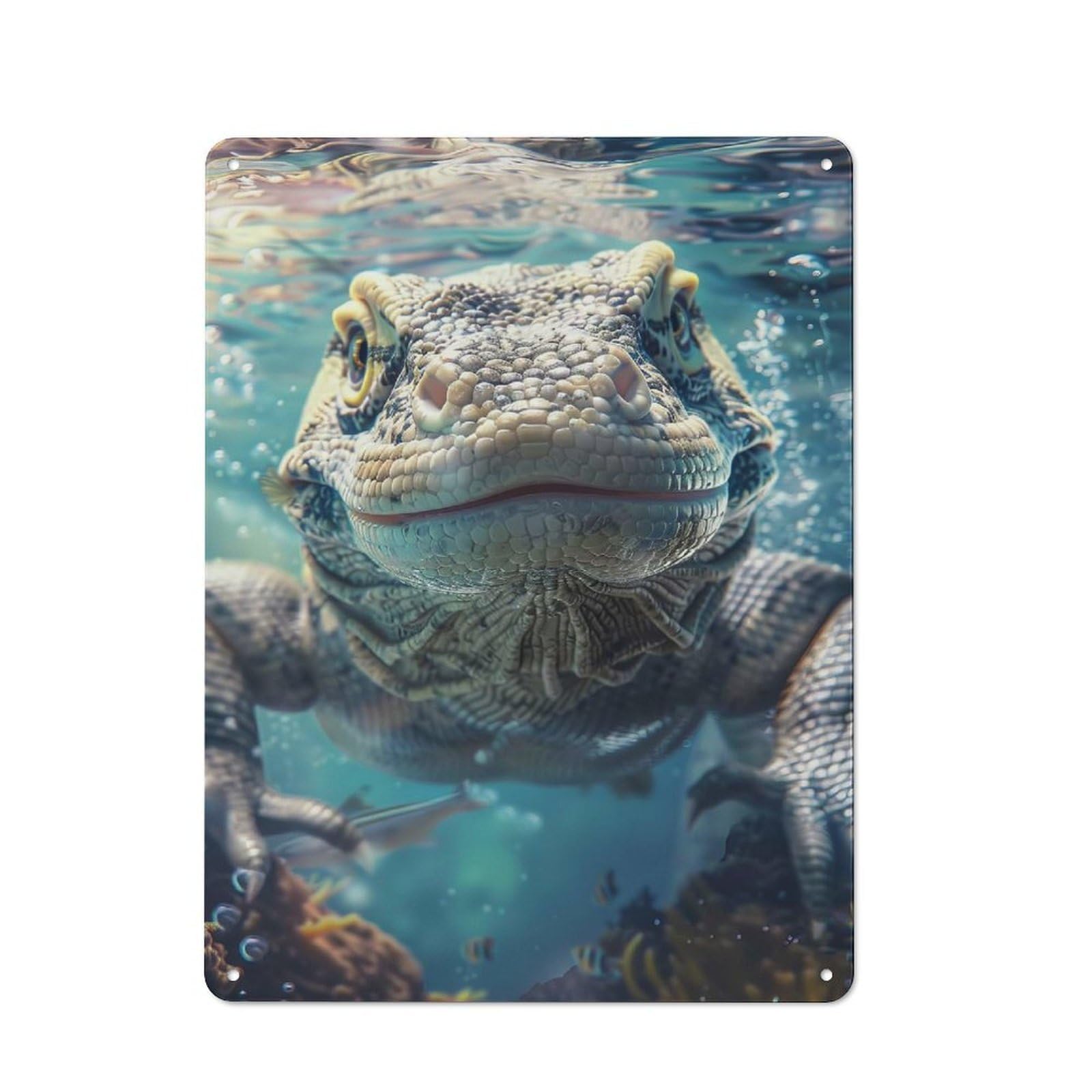 Junmoney Men's Komodo Dragon Sea Metal Wall Decor Sign For And Diy Fans, Father's Day, Birthday Or Christmas Gift, 40X30cm