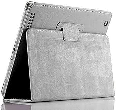 Leather Flip Stand Folio Case Plain Cover for Apple iPad Air 1,2,5th,6th Gen 9.7" (For Apple iPad (5th Generation), Silver)