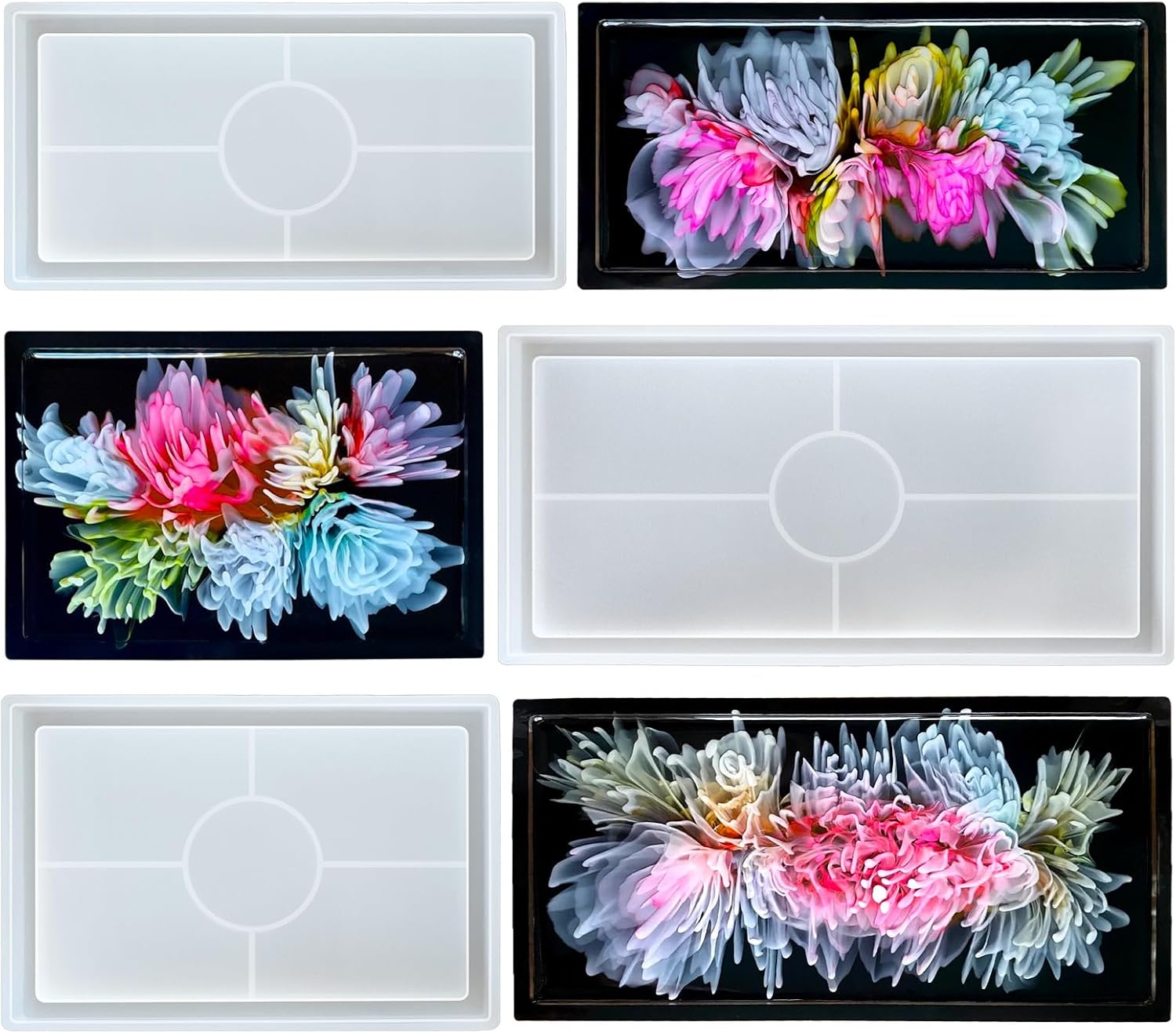 Durable Resin Tray Molds, 3 Pcs Silicone Tray Molds for Epoxy Concrete Trinket Tray Mold, Rectangle Resin Coaster Molds for DIY Jewelry Trinket Dish,Home Decor, DIY Gift