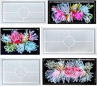 Midnadiy 3-Pc Silicone Resin Tray Molds - Durable Rectangle Epoxy Coaster & Trinket Dish Molds for DIY Jewelry, Home Decor & Gifts