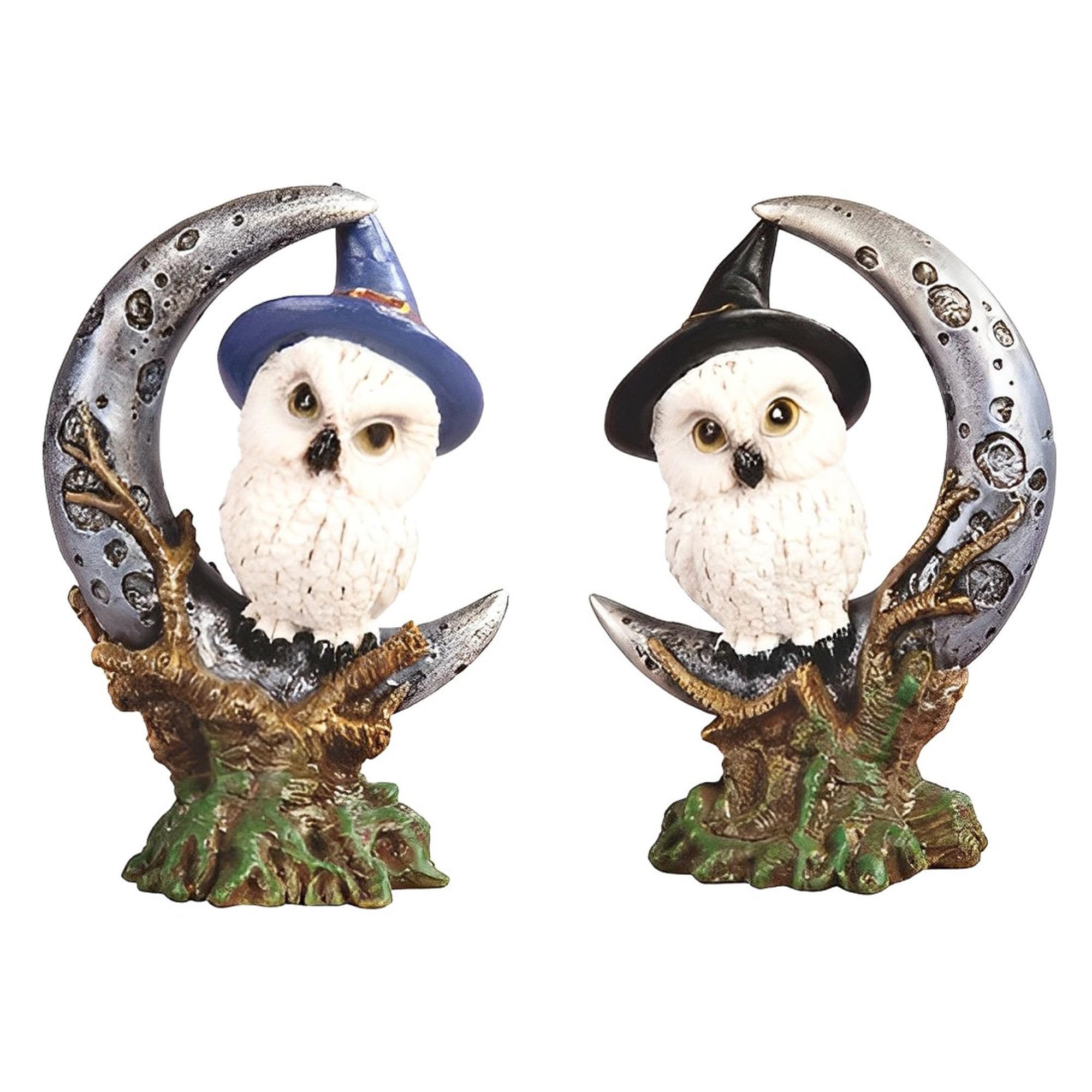 Hibou sur lune statuette décorative salon et bureau lot de 2 ICE ARMOR