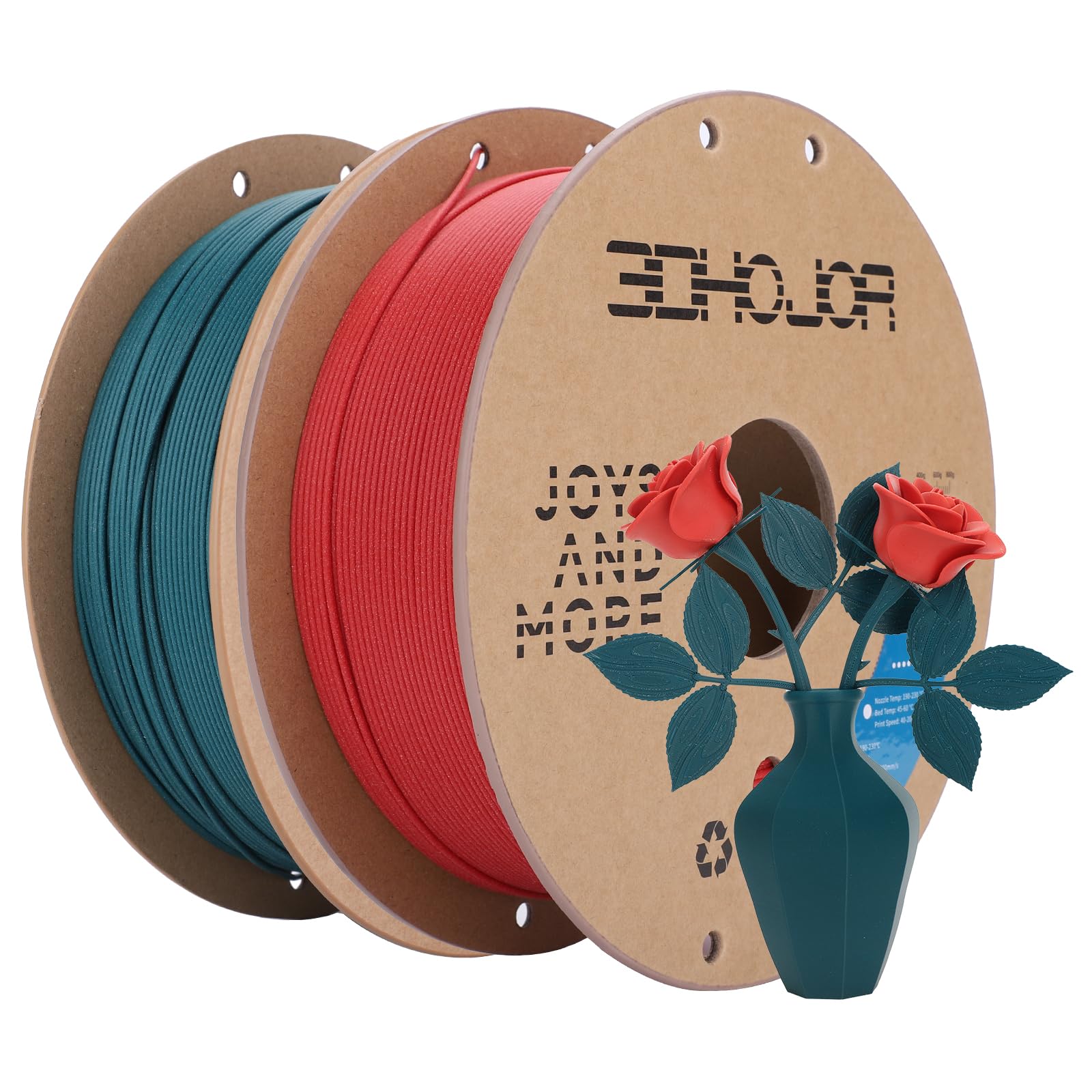 3DHoJor Matte PLA Filament 1.75mm, Upgrade 1kg*2 Bundle Cardboard Spool PLA Filament 1.75 PLA 3D Printing Filament, Print with Most 3D Printers Using
