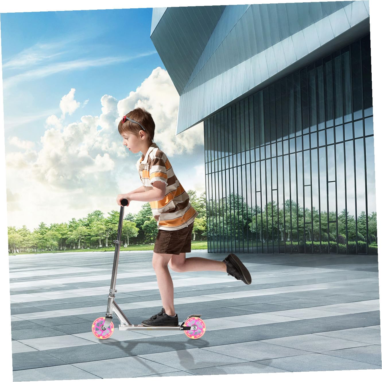 2 Ruedas de Repuesto para Patinete Luces de Pu Rosa, Alta Elasticidad y Buen Agarre, Ideales para Caminos de Concreto y Plazas