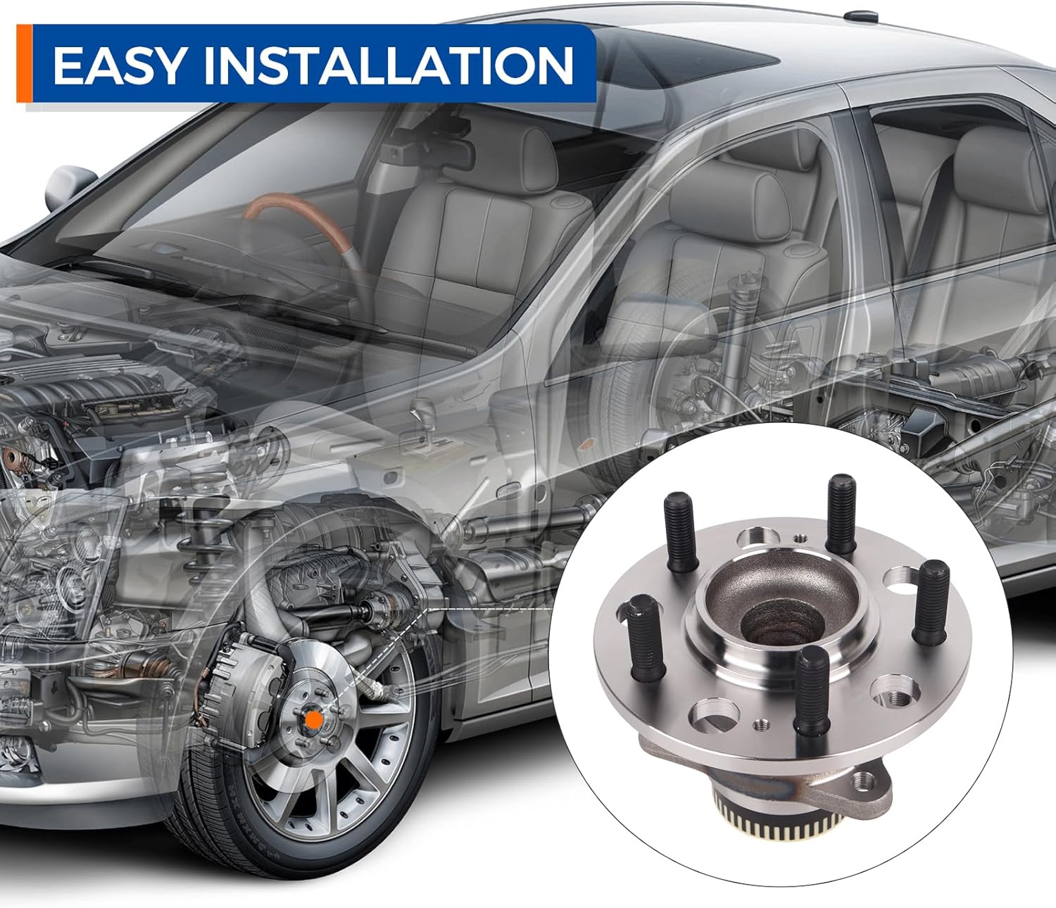 PAROD 512437 Set of 2 Rear Wheel Bearing Hub Assembly Fit for 11-17 Hyundai Azera, 10-14 Sonata, 10-15 Tucson, 2014-2016 Kia Cadenza, 2011-2015 Optima, 2008-2012 Rondo, for 11-16 Sportage,5Lugs w/ABS - Image 3