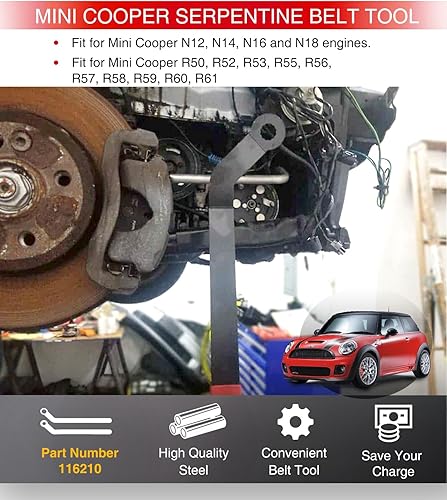 Miniatura 2 de Juego de 2 llaves tensoras de correa serpentina 1016 para todos los Mini Cooper 2007+ con motores N12, N14, N16, N18