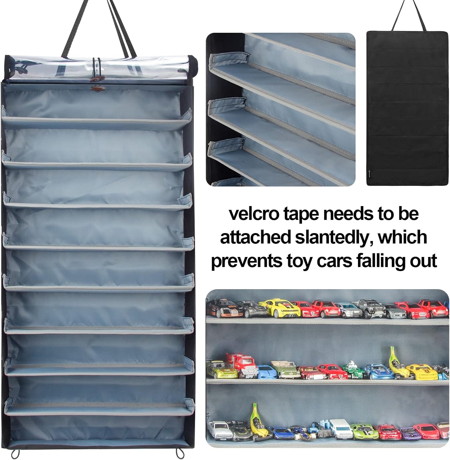 KISLANE Display Case Compatible with Toy Cars, Matchbox Cars, Monster Trucks, Dustproof Hanging Display Case for Toy Cars, Matchbox Cars, Monster Trucks (Rectangular-Black)